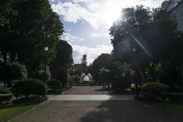 Parques Con Fuentes Primavera Vigo Galicia — Foto de Stock