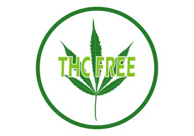 THC serbest. THC olmadan. Yeşil tonlarda THC 'siz kenevir sembolü. Esrar