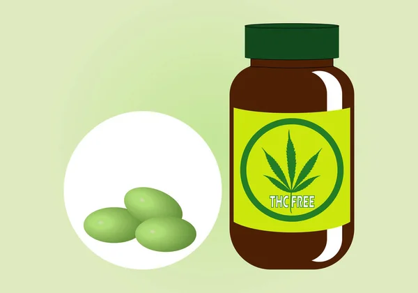 Cannabis Frasco Cápsulas Cannabis Sin Thc Dragados Pastillas Pastillas — Vector de stock