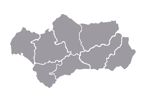 Gray Political Map Andalusia — Stock Vector
