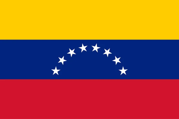 Venezuela Flagge Gelb Blau Und Rot Mit Acht Weißen Sternen — Stockvektor