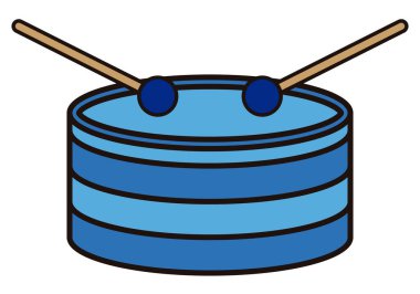 Drum blue icon on white background.