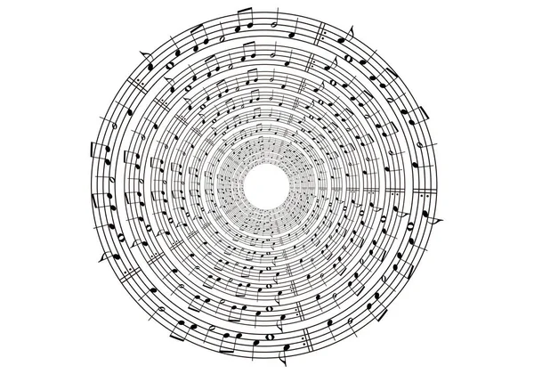 Muzikale Notenbalk Een Cirkel Witte Achtergrond — Stockvector