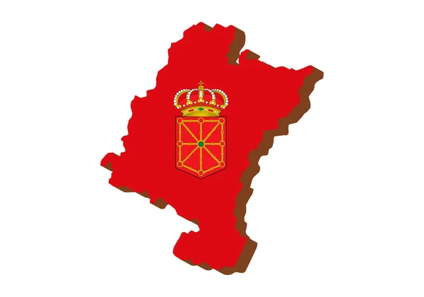 Mapa Navarra Com Sua Bandeira Escudo Coroa Real —  Vetores de Stock