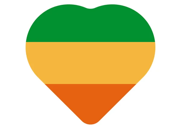 心の中でレゲエの緑 オレンジの旗 — ストックベクタ