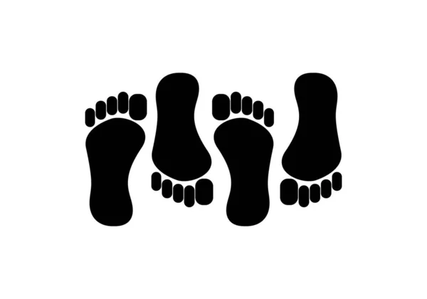 性的象征或象征 白底上散落的脚的黑色轮廓 — 图库矢量图片
