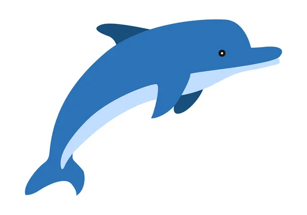Delfino Blu Sfondo Bianco — Vettoriale Stock