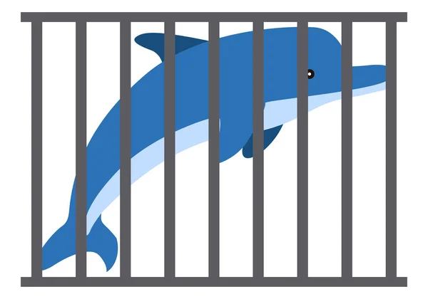 Delfín Azul Cautiverio Tras Una Jaula — Archivo Imágenes Vectoriales