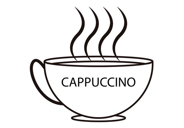 Cappuccino Černá Ikona Bílém Pozadí — Stockový vektor