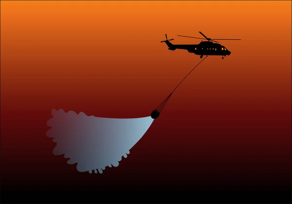 Helicóptero Extinción Incendios Rociando Cesta Agua Incendio — Archivo Imágenes Vectoriales