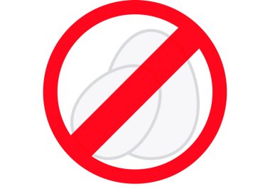 Beyaz arka planda yasaklı yumurta simgesi.