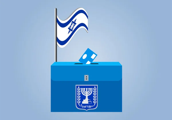 Eleições Israel Urna Com Emblema Nacional Papel Cédula Bandeira Israel — Vetor de Stock