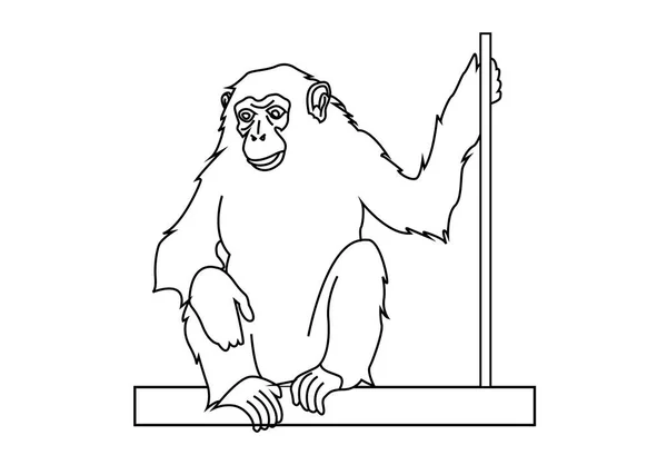 白い背景にチンパンジーの黒いアイコン — ストックベクタ