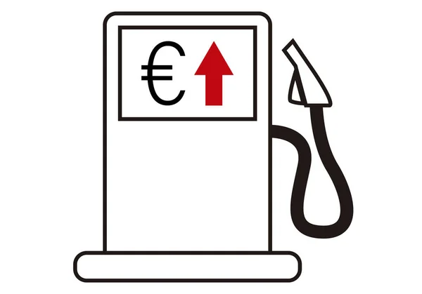 Μαύρο Εικονίδιο Αντλίας Βενζίνης Αύξηση Των Τιμών Ευρώ — Διανυσματικό Αρχείο