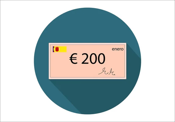 200ユーロの小切手のアイコンまたは記号 — ストックベクタ