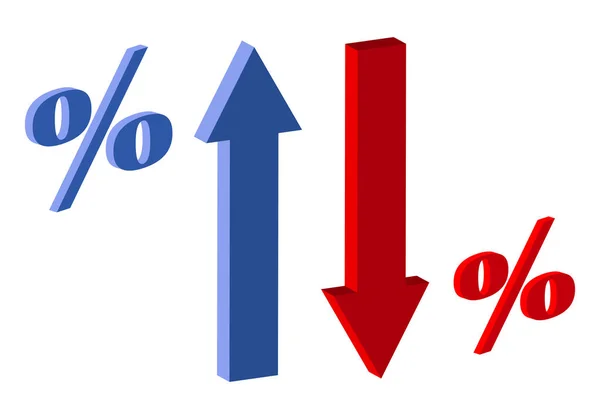 Hausse Baisse Des Taux Intérêt Augmente Taux Intérêt Abaisse Inflation — Image vectorielle