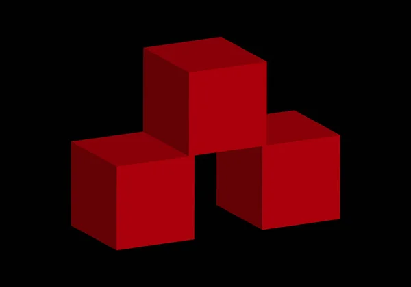 Cubos Rojos Sobre Fondo Negro — Vector de stock