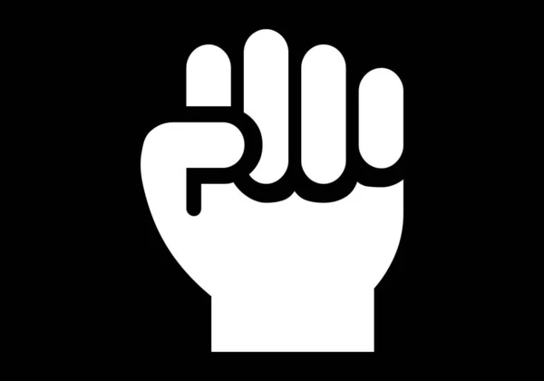 White Fist Black Background Fight Sign — Stok Vektör