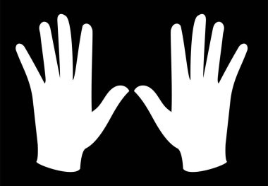 White hands on black background