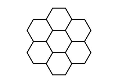 Honeycomb layout in black over white