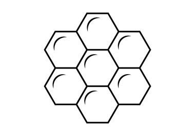 Honeycomb layout in black over white