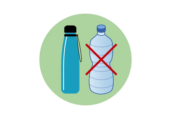 Gebruik Herbruikbare Flessen Plaats Van Plastic Flessen — Stockvector
