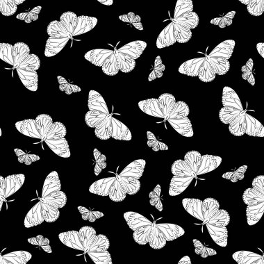 Siyah arkaplanda kare kelebek deseni