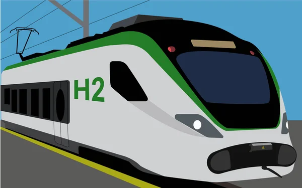 Treno Treno Idrogeno Verde Mobilità Sostenibile Emissioni Zero — Vettoriale Stock