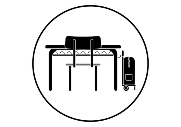Symbol Icon School Desk Chair Backpack Wheels Black Back School — ストックベクタ