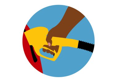 Refuel symbol or icon. Person fueling the vehicle