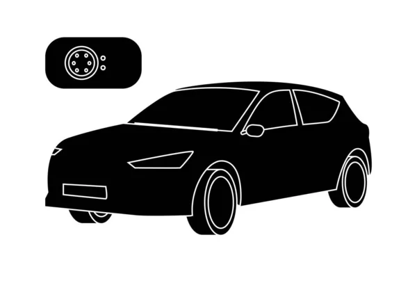 Car Driver Fatigue Detection Camera Icon Black White — Vetor de Stock