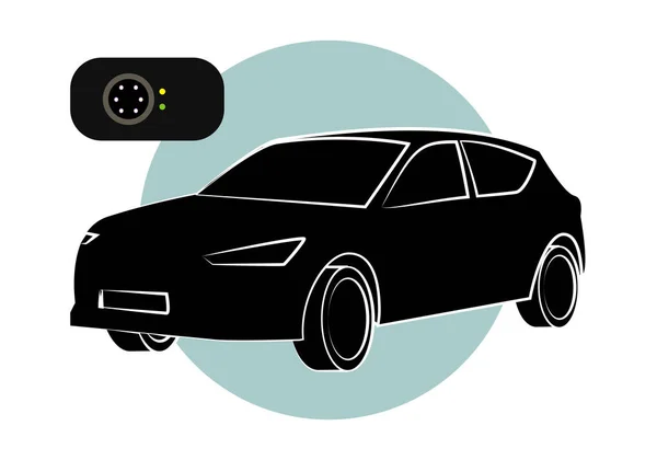 Auto Müdigkeitserkennung Kamera Symbol Schwarz Weiß Und Auf Grünem Kreis — Stockvektor