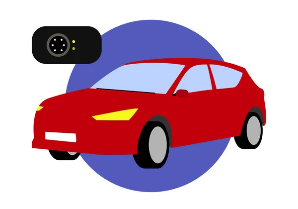 Auto Fahrer Müdigkeitserkennung Kamera Symbol Farbe — Stockvektor