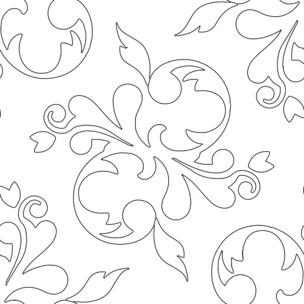 Black Tracing Pattern Branches Tulips White Background — Vector de stock