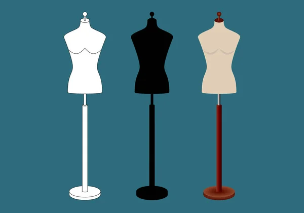 Textile Store Mannequins White Black Color — Vector de stock