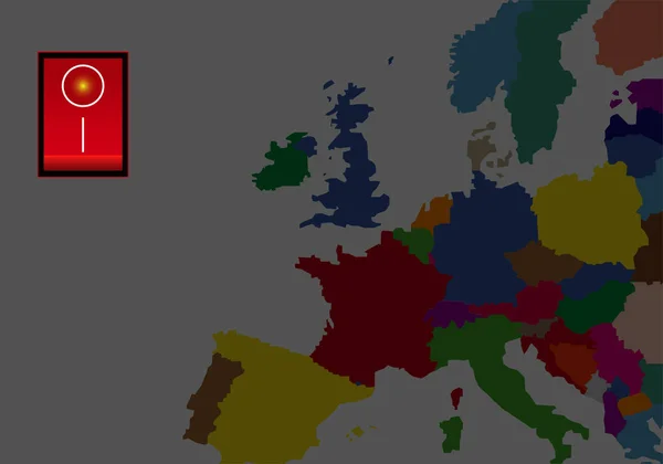 Energy Saving Europe Red Button Europe Map — Stockvektor