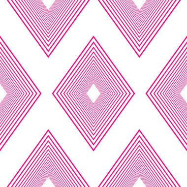 Square pattern of concentric rhombuses in fuchsia on a white background