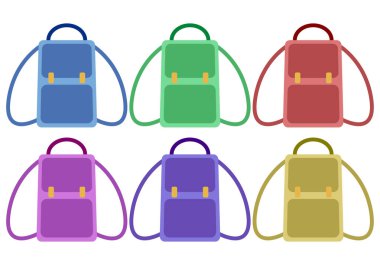 Multicolor backpacks icon on white background.