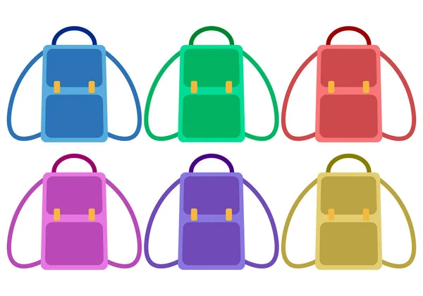 Multicolor Backpacks Icon White Background — Stok Vektör