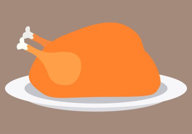 Thanksgiving turkey plate on brown background.