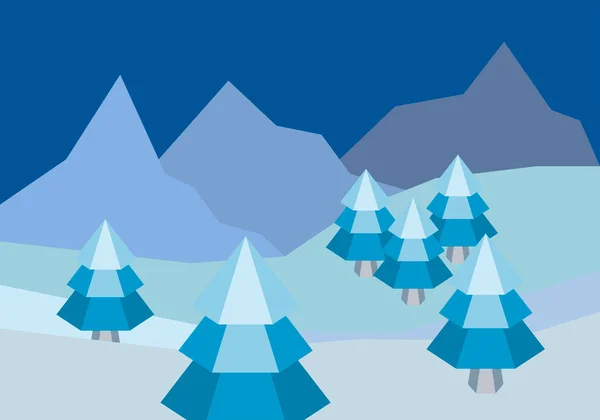 Paisaje Nevado Con Pinos Abetos — Vector de stock