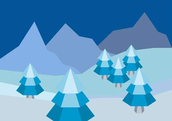 Сніговий Пейзаж Сосною Ялиновими Деревами — стоковий вектор