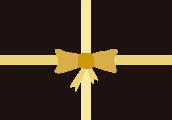 Black Gift Background Gold Bow — Stock Vector