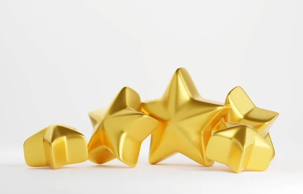 Pět zlatých hvězd pro koncept hodnocení zákazníků - 3D ilustrace pozitivního servisního zážitku. — Stock fotografie