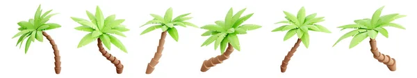 Palmeira renderização 3d - planta tropical com folhas verdes e tronco marrom para férias na praia e conceito de viagem de verão. — Fotografia de Stock
