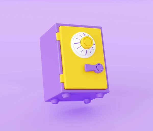 上锁的保险箱3D渲染说明 闭锁储物柜 为省钱安全和银行安全的概念组合锁 货币储存或秘密保管的保险库 — 图库照片
