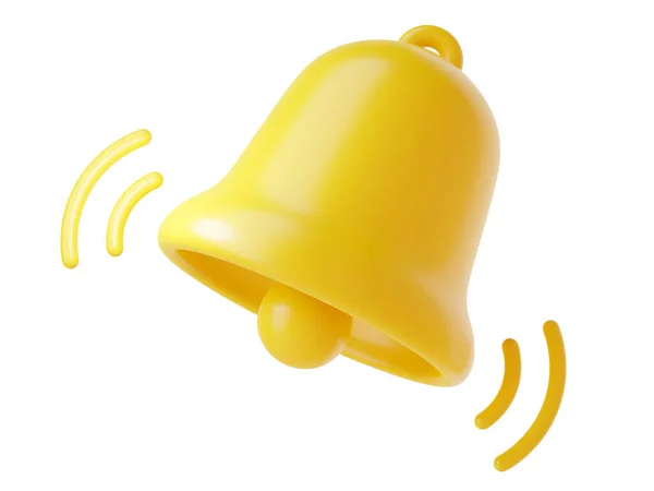 Ikona Dzwonka Powiadomienia Renderowania Ładny Rysunek Ilustracji Prosty Żółty Dzwonek — Zdjęcie stockowe