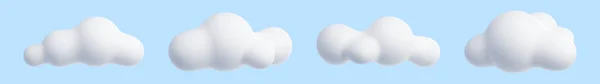 White Cloud Cartoon Render Set Мягкие Пушистые Круглые Облака Голубом — стоковое фото
