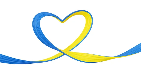 Ουκρανία Υποστήριξη Πανό Σχήμα Καρδιάς Αφηρημένη Κυματιστή Κορδέλα Χρώματα Της — Φωτογραφία Αρχείου
