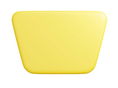 Banner plate 3d render - rectangular shaped yellow plaque with empty space for text for promotion and advertising poster. Cartoon tag and panel to use as frame and signboard.
